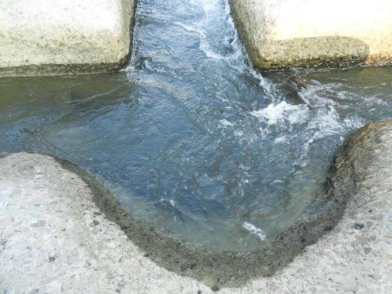 長期被溪水沖刷的凹槽
